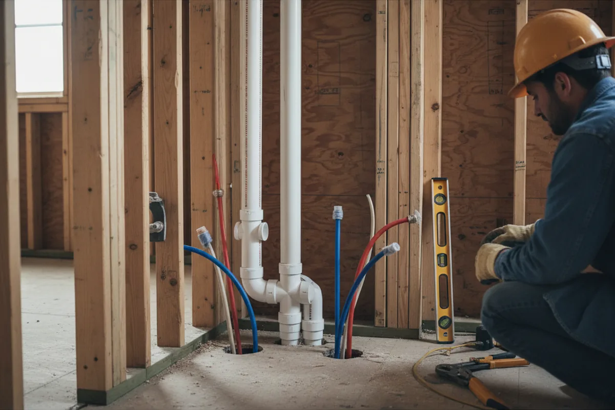Drain and supply rough-in during Leak Detection in Onondaga