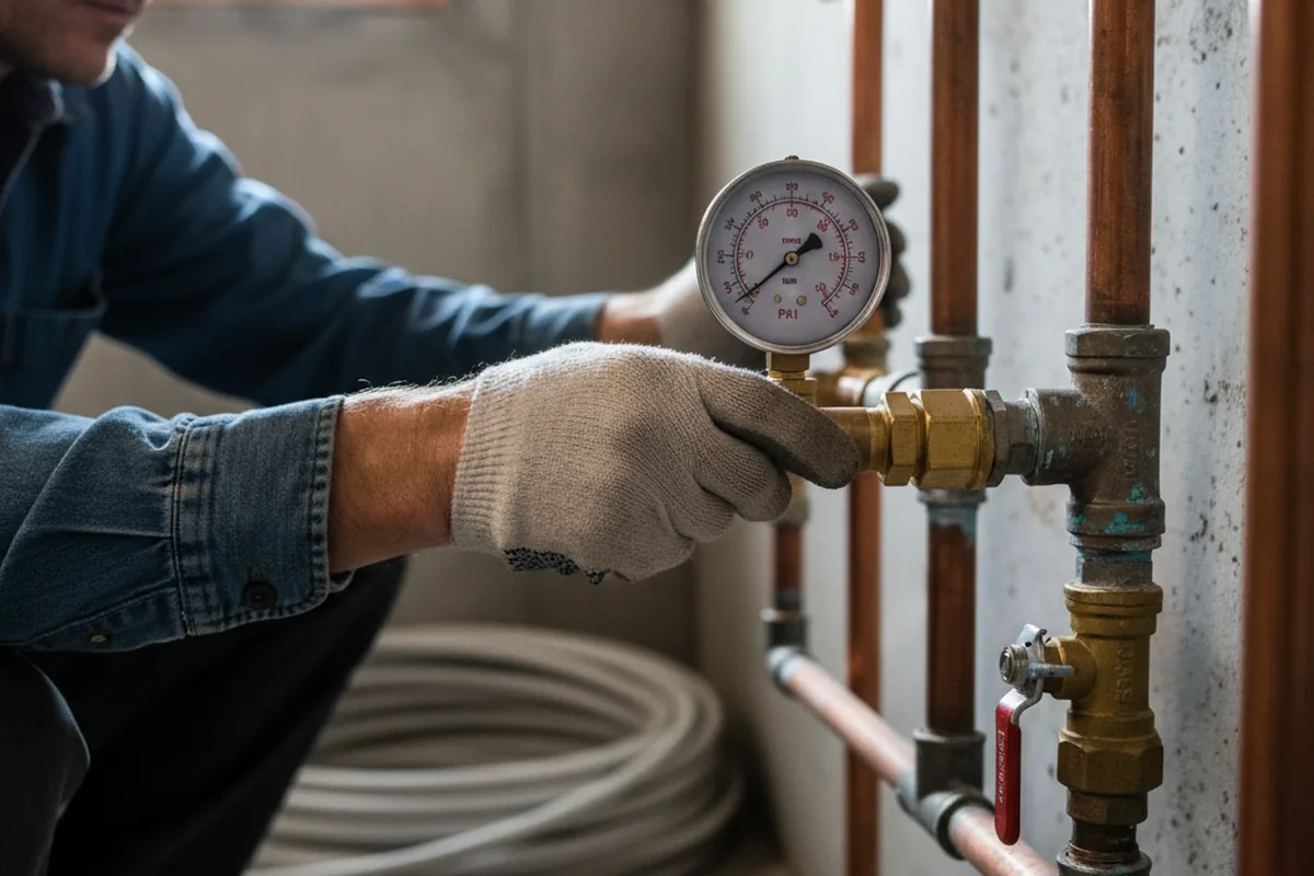 Pressure testing a repaired line during Water Line Repair in Onondaga